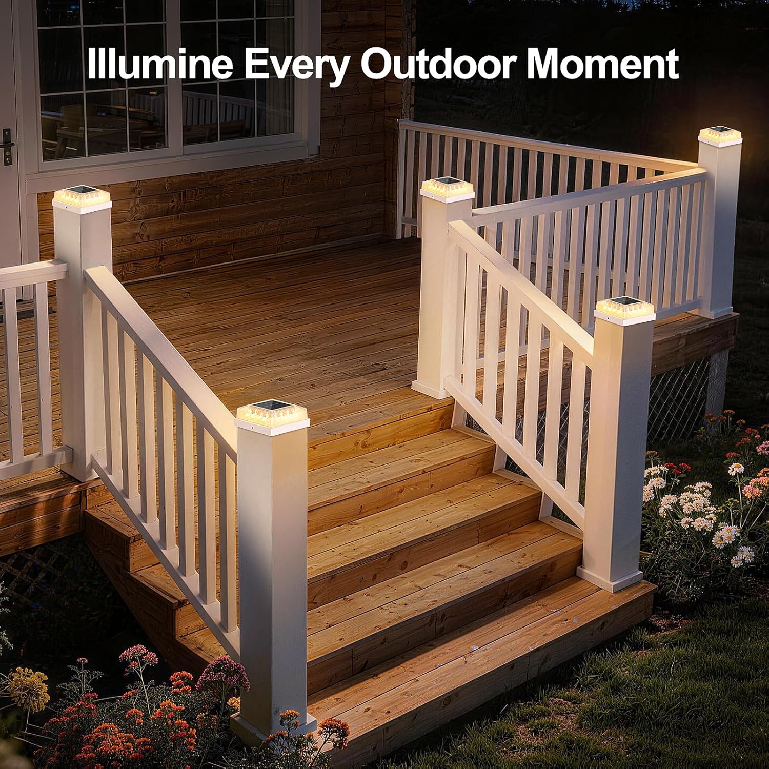 MATULSA 4Pack Solar Post Cap Lights, 3 Light Modes Solar Fence Post Lights Waterproof, Solar Powered Waterproof Deck Post Lights for Garden Patio Porch MATULSA 4Pack Solar Post Cap Lights, 3 Light Modes Solar Fence Post Lights Waterproof, Solar Powered Waterproof Deck Post Lights for Garden Patio Porch