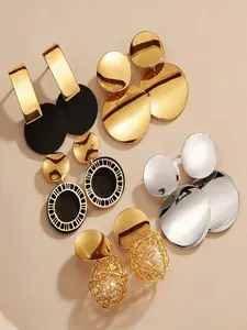 Women's Round Disc Earrings Set, Fashionable Design, European Style, Unique Metal Ear Rings Gift, Versatile Commuter Jewelry, Trendy Jewelry, Circle Shape Earrings