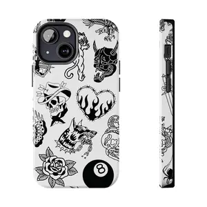 Black & White Tattoo  - Halloween Phone Case |     Old School |     Suitable for iPhone 17/16/15/14/13/12/11 Pro Max/Plus and  Samsung Galaxy S23FE/22/23/24/25