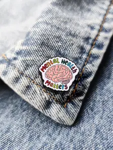 1 Piece Creative Letter Brain Shaped Brooch, Original Metal Badge For Gifts, Cute & Fashion Accessories For Men & Women For Daily Wear