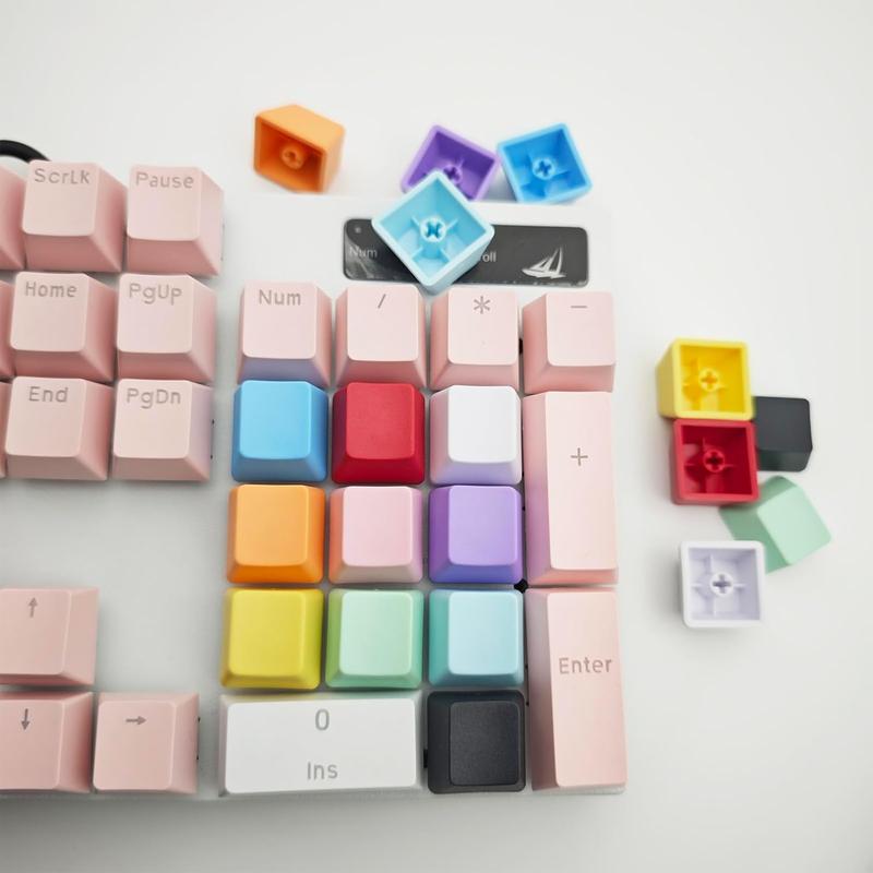 OEM Profile Blank Keycaps PBT Rainbow Mixed Colors 1U R4 Keycap for MX Switches Mechanical Keyboard (Mixed Colors, 20Pcs) Elacgap