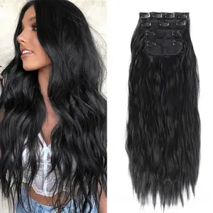 Long Wavy Clip in Hair Extensions, 4PCS 170g Thick Double Weft Synthetic Hair Pieces, Natural Soft Hair Extensions for Women Instant Volume Length