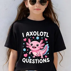 I Axolotl Questions Funny Axolotl Meme T-Shirt Cute Kawaii Animal Shirt for Kids Girls Boys Viral TikTok Tee for Kids Boys Girls