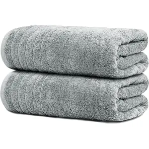 Pack of 2  Bath Sheets 35 x 70 Inches,  Cotton, Larger &  Weight, Quicker to Dry, Super Soft & Absorbent,  Bath , Cool Grey