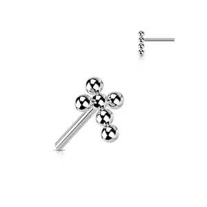 Titanium Threadless Ball Cross Flat Back Earring