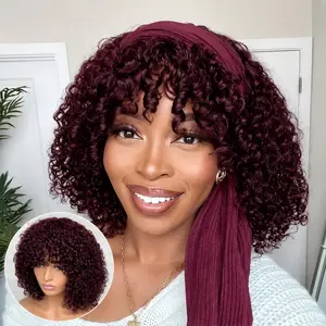 Human Hair Full Machine Wig - Glueless Instant Curly Bob Deep Wave, Secure-Fit Rose Net Cap, Breathable Mesh Cap, Adjustable Strap, 2026 Trendy Style, Multiple Colors