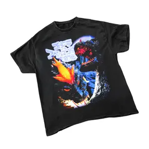 Gildan Killer 'Godzilla Vs Destoroyah' Promo Vintage Black T-shirt Crewneck Casual Unisex Top 100% US Cotton Gothic Grunge Y2k Emo Scene Amity Affliction Style Streetwear for Men Women