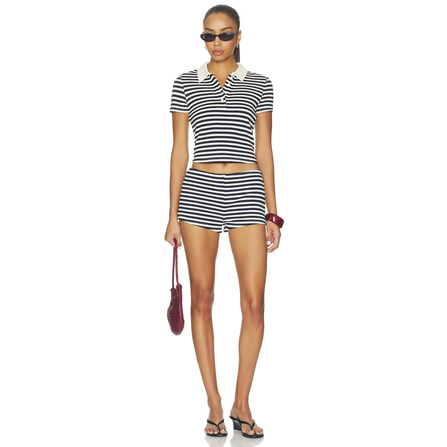 superdown Lyra Short Set in Navy Stripe