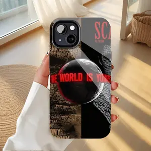 Scarface Phone Case for iPhone 11/12/13/14/15/16 (Pro Max/Plus) - Classic Movie Art with "The World Is Yours" Design, Durable Protector for Movie Fans & Style Seekers