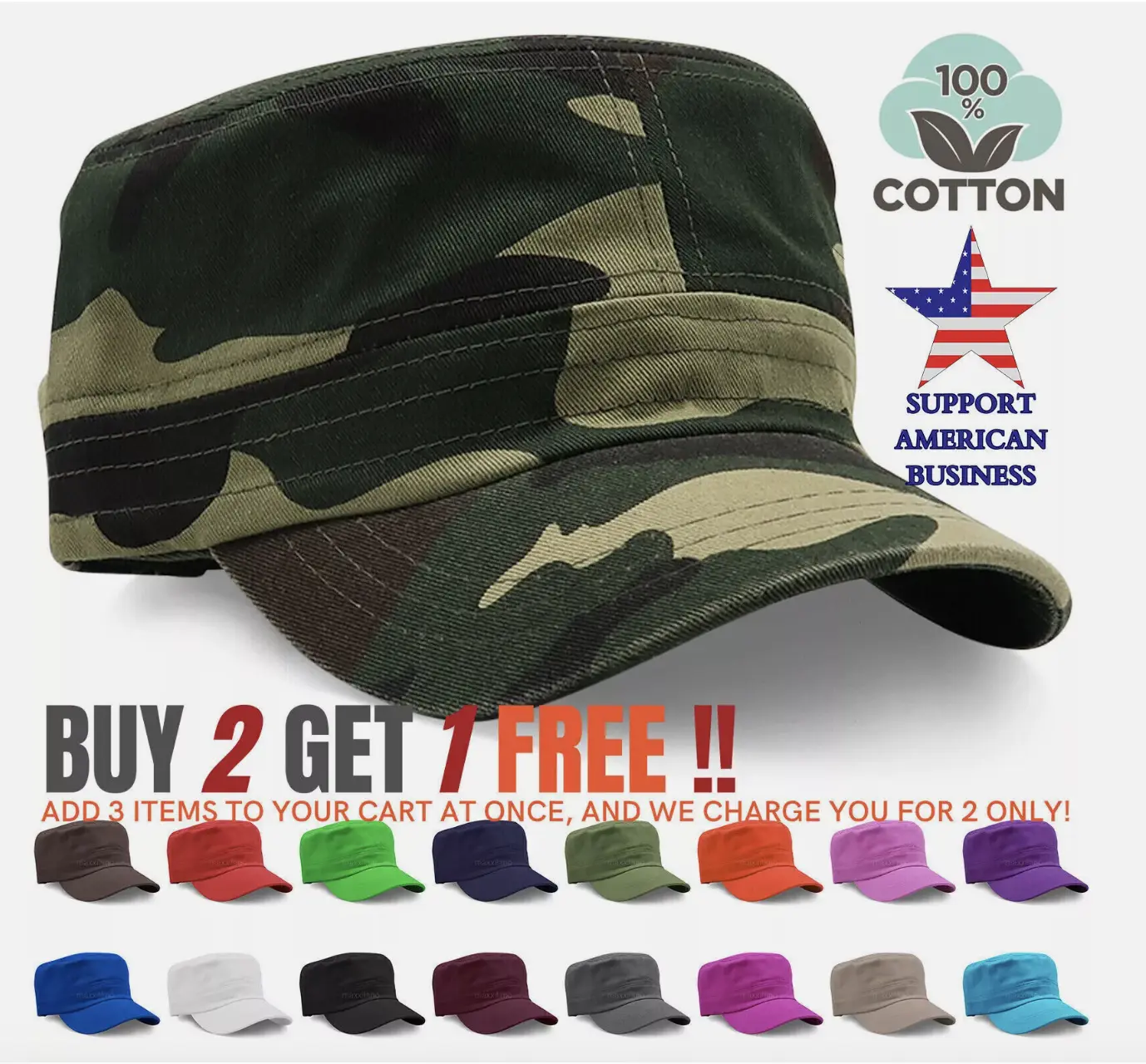 Men Cap Army Hat Cadet Castro Military Patrol Hats Baseball Caps Camo Adjustable