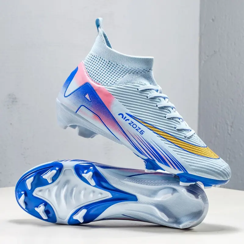 Fashion High-Top Football Cleats for Youth Boys and Girls, Professional Non-Slip Spikes with Ankle Support, Football Fashion, Sporty Chic, Black And White