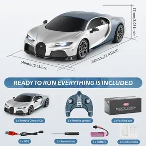 MIEBELY 1/24 Scale RC Drift Car Toy - Replica Look Remote Control Supercar with Headlights, 3.7V 500mAh Cells Included, Racing Hobby Model Gift for Ages 6+ Kids Boys