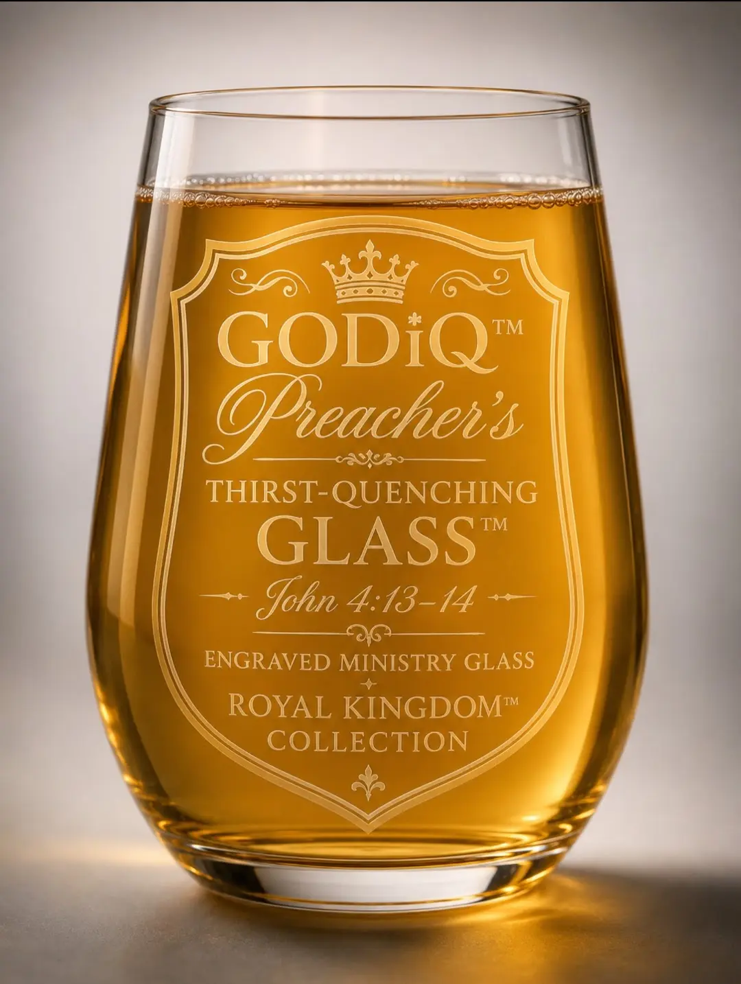 GODiQ™ Preacher's Thirst-Quenching Glass™ – John 4:13–14 Engraved Ministry Glass | Royal Kingdom™ Collection