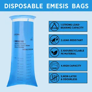 MOZZPAK Vomit Bags Disposable 35 Pack - 1000ml Emesis Bags, Leak-Proof Barf Bag, Travel Friendly Puke & Nausea Bag for Motion Sickness, Medical Grade Throw up Relief for Car, Airplane, & Road Trip