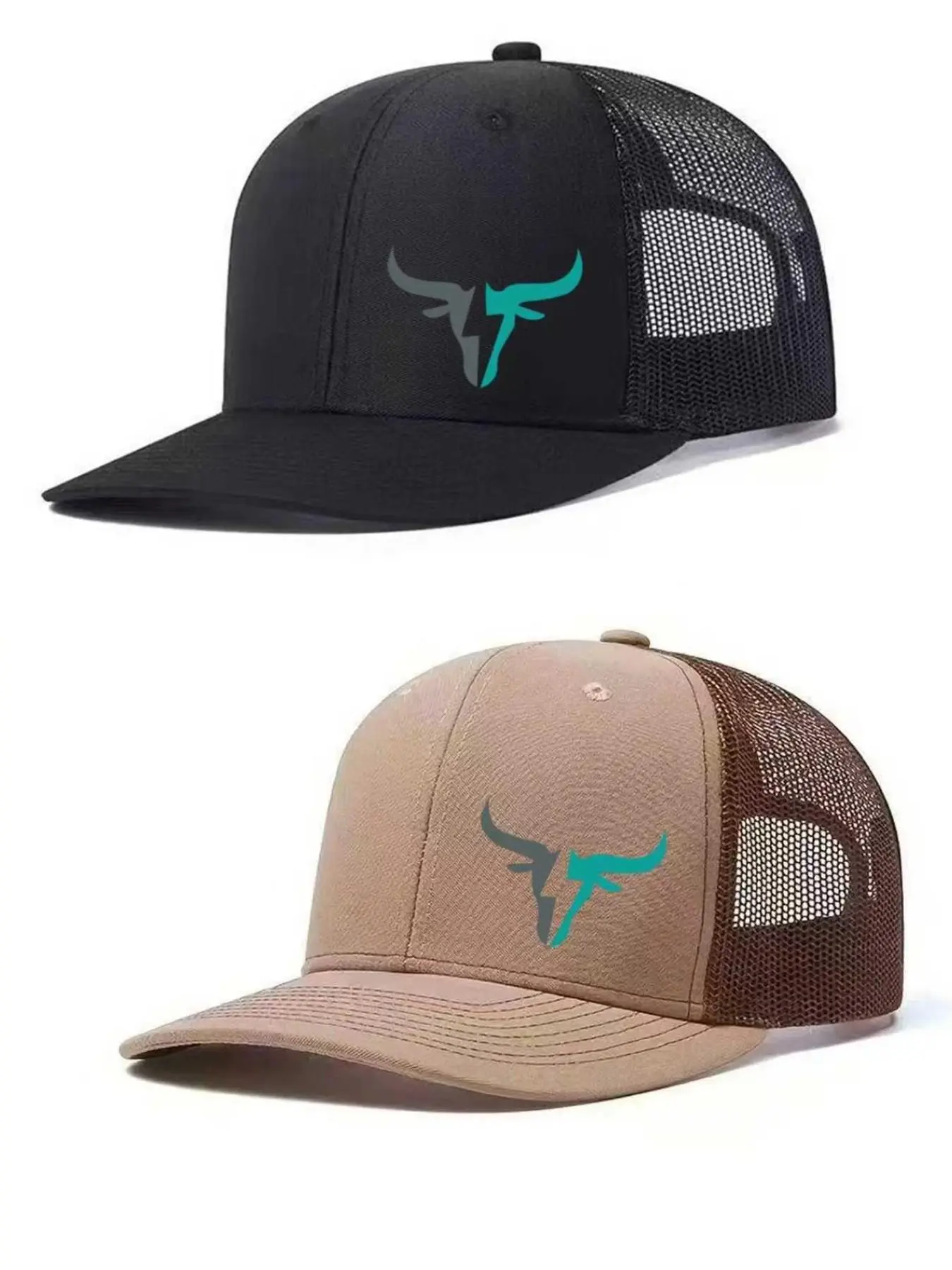 2Pack Unisex Ox-Head Print Graphic Hats Street Fashion Cap | Breathable Adjustable Fitted Snapback Hats Premium Snapback for Outdoor Activities