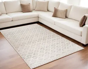 212 MAIN 5 x 8 ft. Moroccan Geometric Rectangle Area Rug, Cream & Beige, Home Decor Rugs, Moroccan Geometric Rug