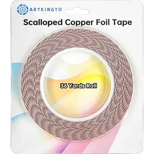 Silver Backed Scalloped Copper Foil Tape for Stained Glass DIY Crafts, Large Double Edged Scalloped Copper Foil