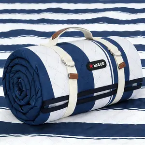 Outdoor Picnic Blanket Extra Large, 80"x60" Waterproof Picnic Mat Foldable Camping Blanket Portable with Carry Strap for Beach Mat (Bule)