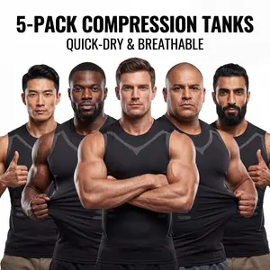 5-Pack Compression Tanks Quick-Dry & Breathable Menswear Top for Men