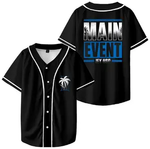 Jey Uso Main Event Baseball Jersey Shirt V-Neck Women Men Short Sleeve Streetwear Clothes