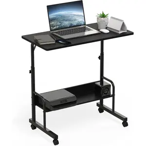 30.5" to 40.5" Height Adjustable Mobile Standing Desk Laptop Workstation for Walking Pad Treadmill, Black