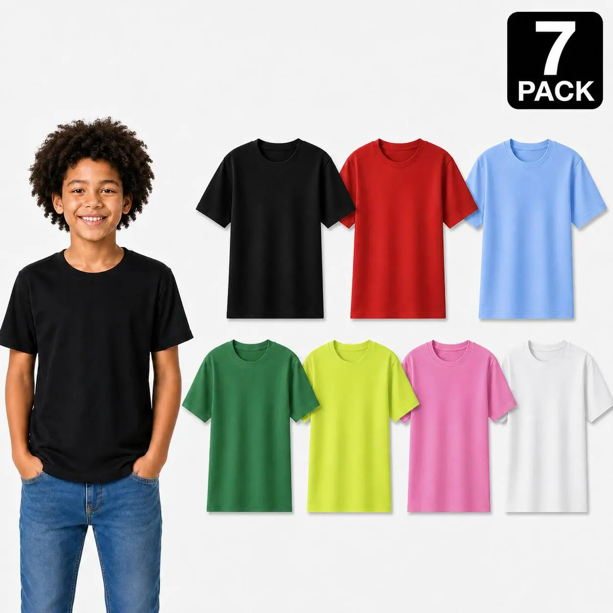 Boys' Basic Athletic Short Sleeve Top, Lightweight Moisture-Wicking Fabric for All-Season Sports & Play Moisture Wicking Shirt Gymclothing, Basic Tops
