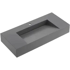 40 in. Wall-Mount or Countertop Bathroom with Wedge Bowl Solid Surface in Matte Gray