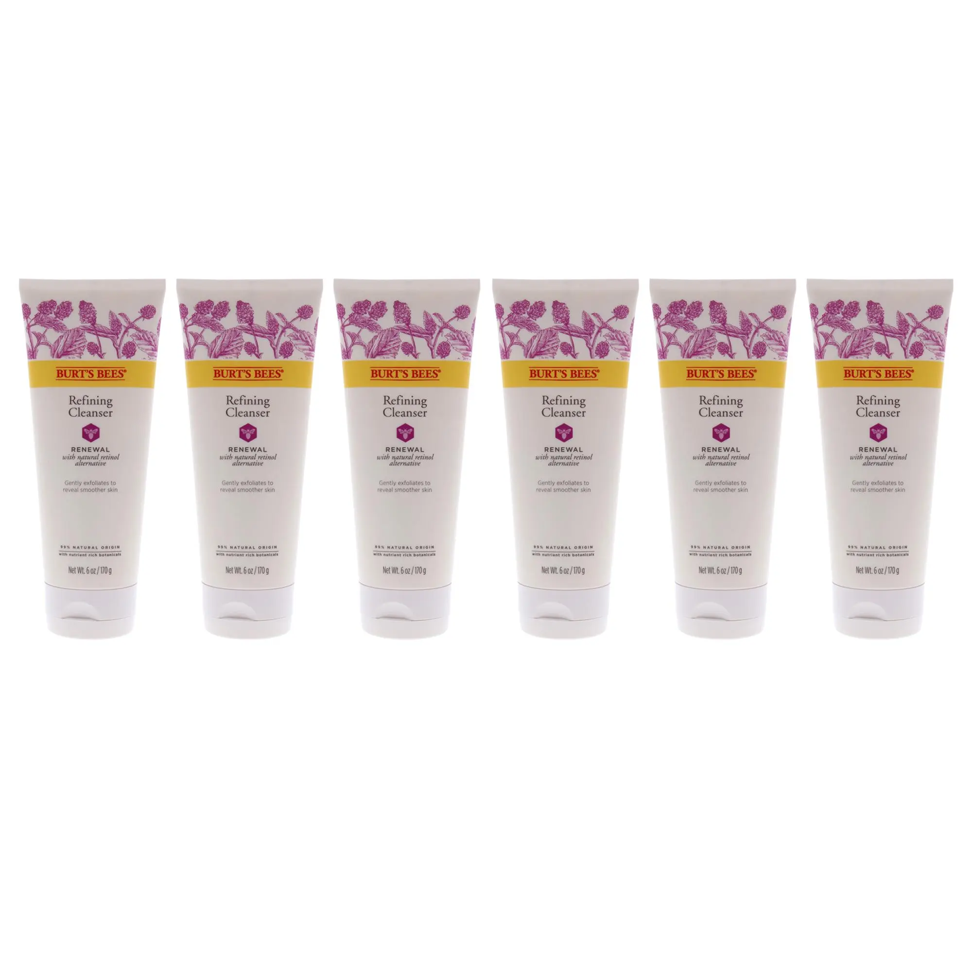Burt's Bees Renewal Refining Facial Cleanser, Unisex Use Daily Cleanser - 6oz Each, Pack of 6