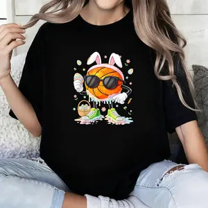 Happy Easter Funny Easter Bunny Basketball Men Boy Kid T-Shirt