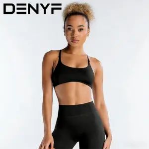 Women's Seamless Open Back Yoga Sports Bra Set  Racerback Fitness Tank Top & High Waisted Leggings, Gym Activewear 2 Piece