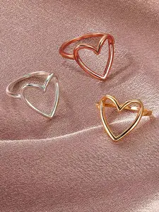 Heart Shape Stainless Steel Ring, Heart Signet Ring, Stylish Accessory for Women and Girls, Perfect Birthday Gift, All-Season Fashion Jewelry