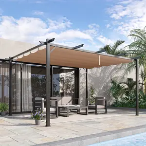 Smooth sliding rail outdoor sunshade pergola durable waterproof metal structure suitable for concrete patio lawn leisure rest family weekend entertainment3