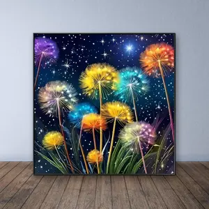 Dandelion Pattern DIY Diamond Arts Colorful Painting Kit without Frame, DIY 5D Diamond Arts Colorful Painting for Bedroom Wall Decor