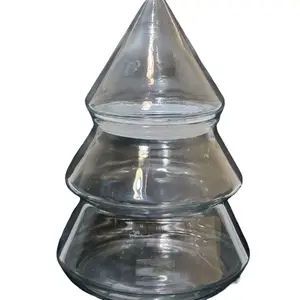 Vintage Anchor Hocking CLEAR Glass Christmas Tree Container Storage Canister Jar 9.5" Height Bottles Tin