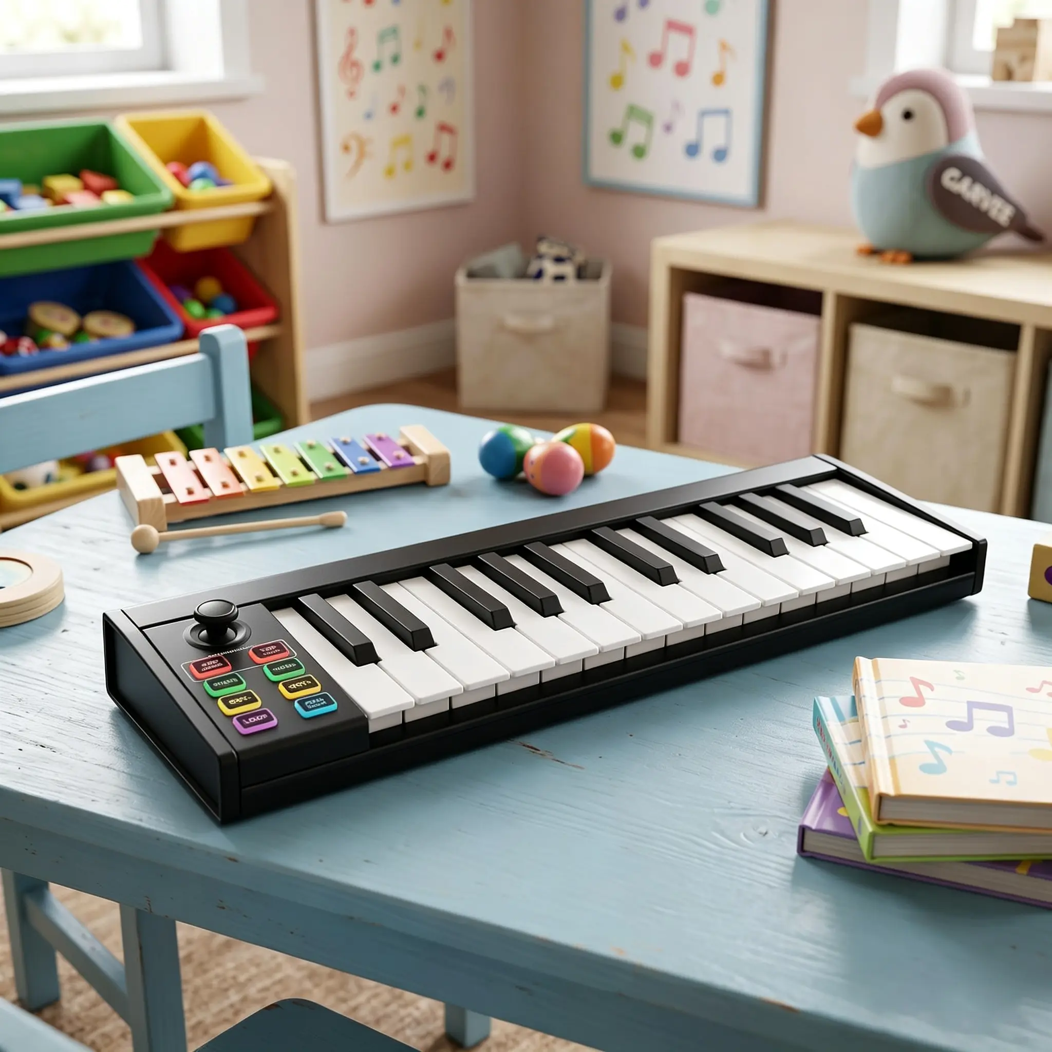 【IdealHouse】25 Key USB MIDI Keyboard Controller With DAW Integration, 8 Drum Pads 8 Knobs OLED Display Compact Controller For Music Production
