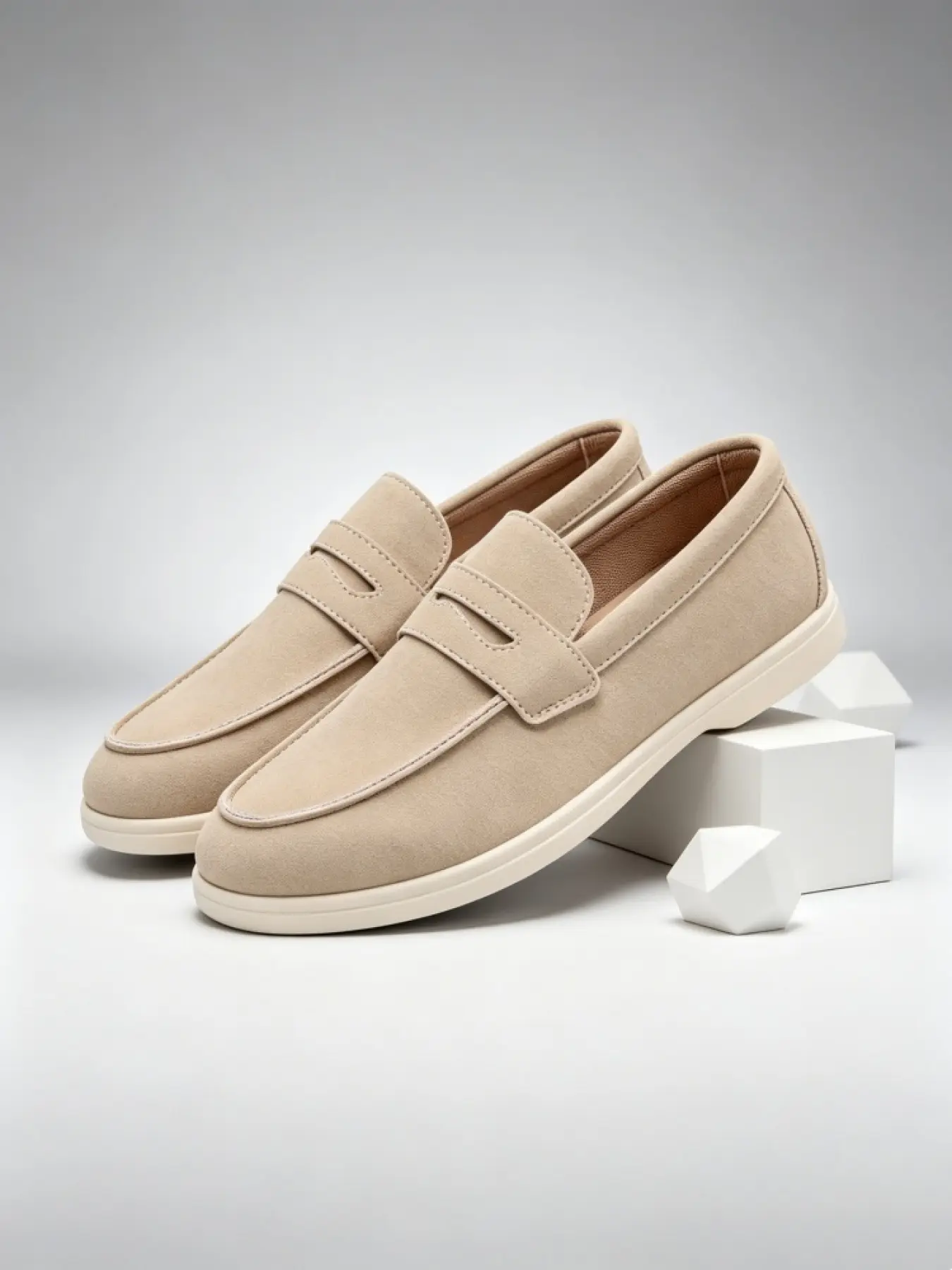 1 Pair Men's Multi-Color Suede Penny Loafers Flat Walking Shoes | Minimal Commute Style | Durable Non-Slip Soft Sole + Fine Suede Upper + Slip-On Design | Ideal for Commute / Casual Outfits / Daily Outings, Scratch-Resistant