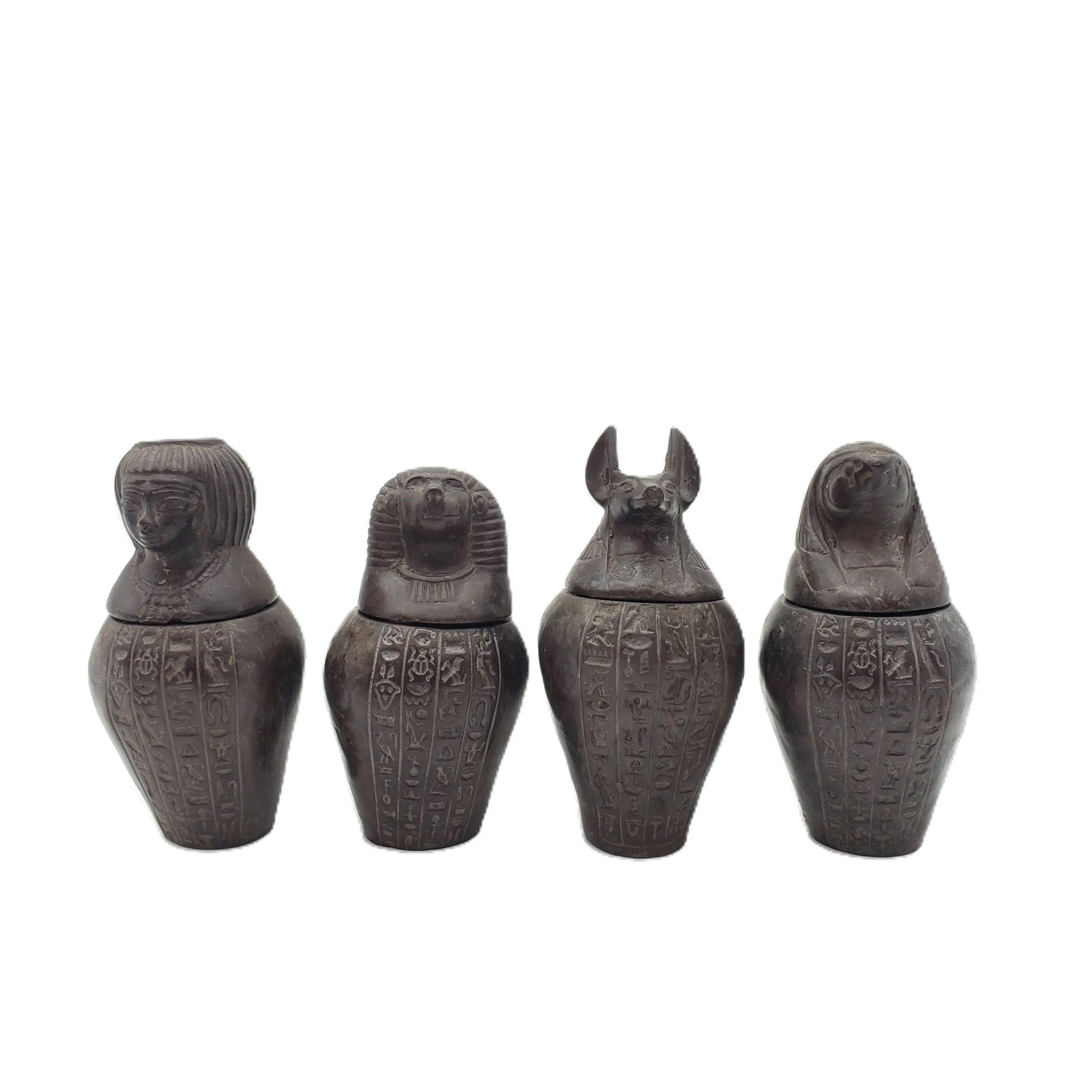Egyptian Canopic Jar Set of 4 - Brown - Made in Egypt