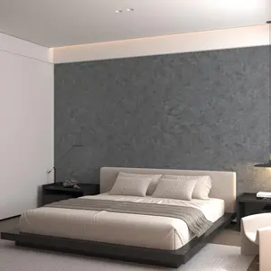 16"x591" Big Roll Large Size Thick Dark Blue Grey Concrete Wallpaper Peel and Stick  Gray Concrete Contact Paper Vinyl Adhesive Glossy Cement Sticker for Bedroom Living Room Gym Walls