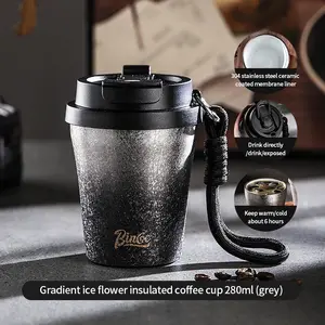 Bincoo 280ml Double Wall Ceramic Lined Travel Mug Car