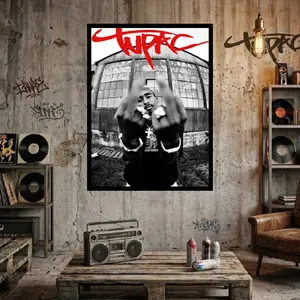 Retro Rapper Tupac Hoodie and 2pac Poster ( NO INCLUDE FRAME)– Vintage Hip Hop Graphic HoodiE Style Top Cotton