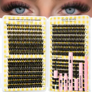 Home Eyelash Extension Kit, Cluster Eyelash Cosmetic Makeup Set, Single Cluster False Lashes Book Style, Easy Application Natural Look, Eyelash Clusters