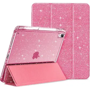 Case for iPad Air 11-inch (M4 2026/ M3 2025/ M2 2024)& 10.9-inch (5th/ 4th Gen) 2022/2020, Glittering Sparkly Slim Stand Cover with Clear , Pencil Holder& Shockproof Protection ()