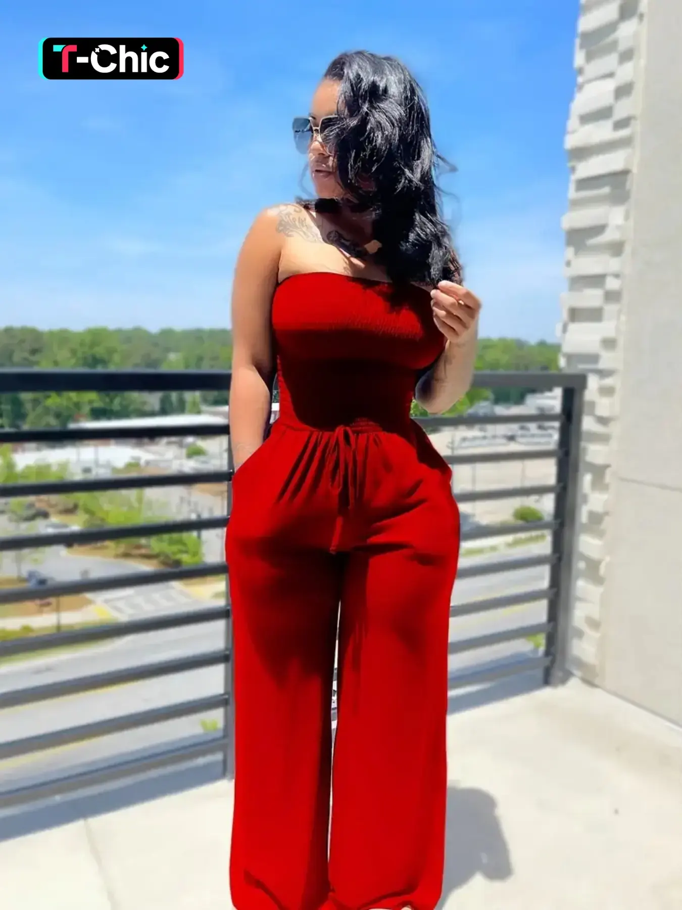 Women's Solid Color Tube Sleeveless Jumpsuit, Casual Minimalist Street Fashion Jumpsuit for Daily Wear, Ladies Clothes for All Seasons Pockets, Casual Jumpsuits