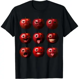 Cotton Graphic Tees Streetwear Gifts  Funny Silly AI Apple gen z Meme BrainRot Humor Fruit Lovers T-Shirt