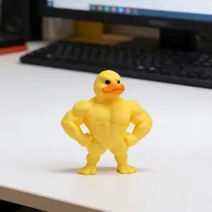 Funny Muscle Duck Statue, Fitness Duck Decor, Clear Arm & Leg Design, No Power Needed, Home Office Gym Gift, Durable Plastic Collectible