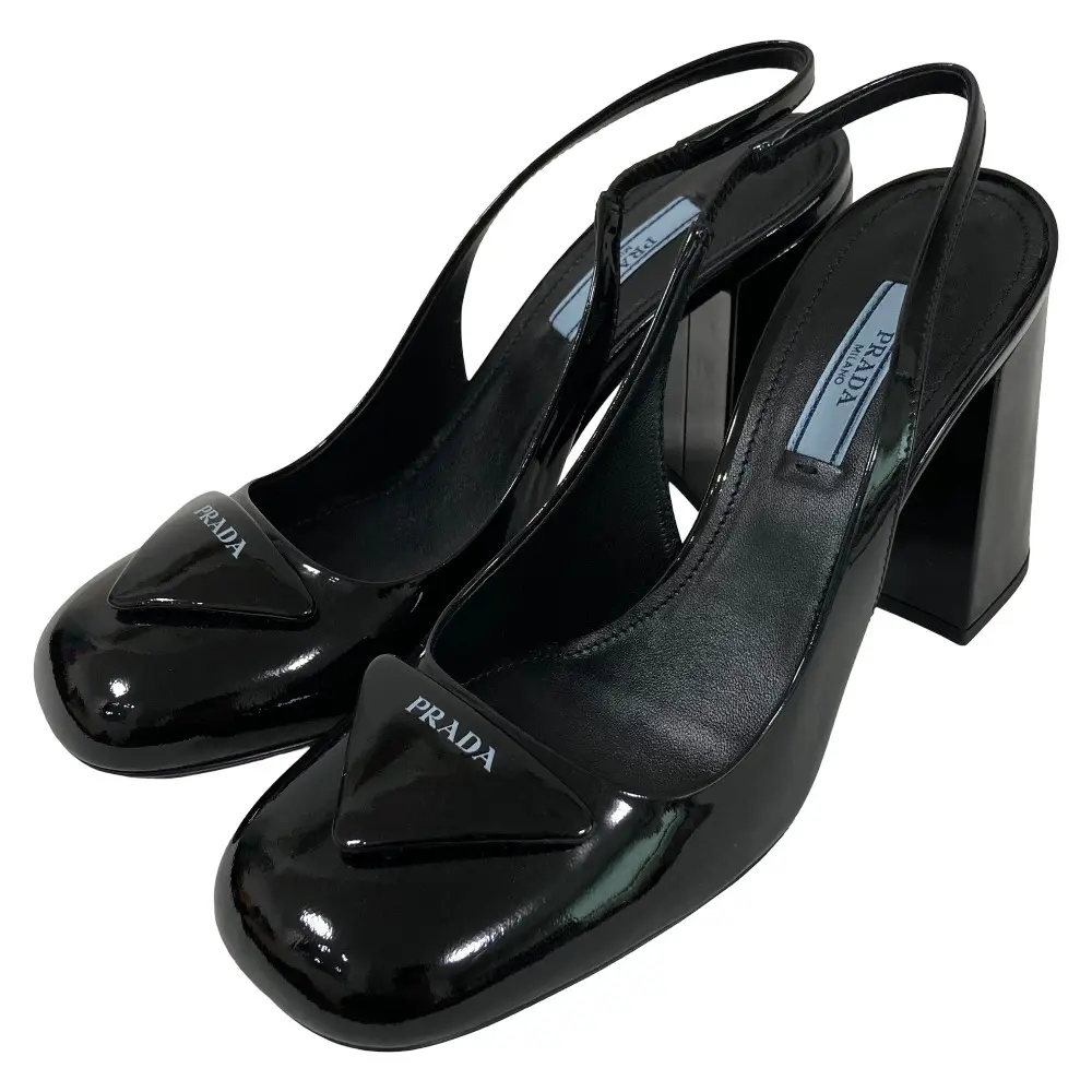Pre-owned PRADA Patent Leather Small Leather Goods Slingback Pumps