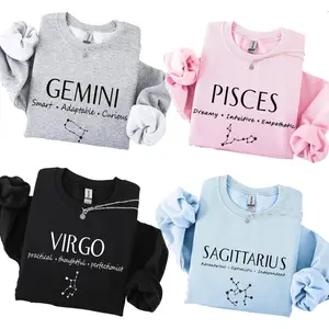 Zodiac Graphic Sweatshirt  – Cozy Pullover for Men & Women, Cozy Horoscope Pullover with Bold College Letter Design, Perfect Gift for Zodiac Lovers B6H
