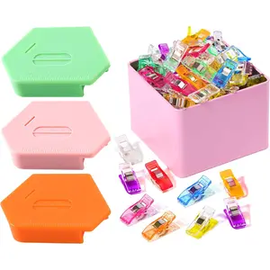 3 Pack Magnetic Seam Guide for Sewing Machine with 60pcs Sewing Clips with Scale Sewing Supplies Green Orange and Pink