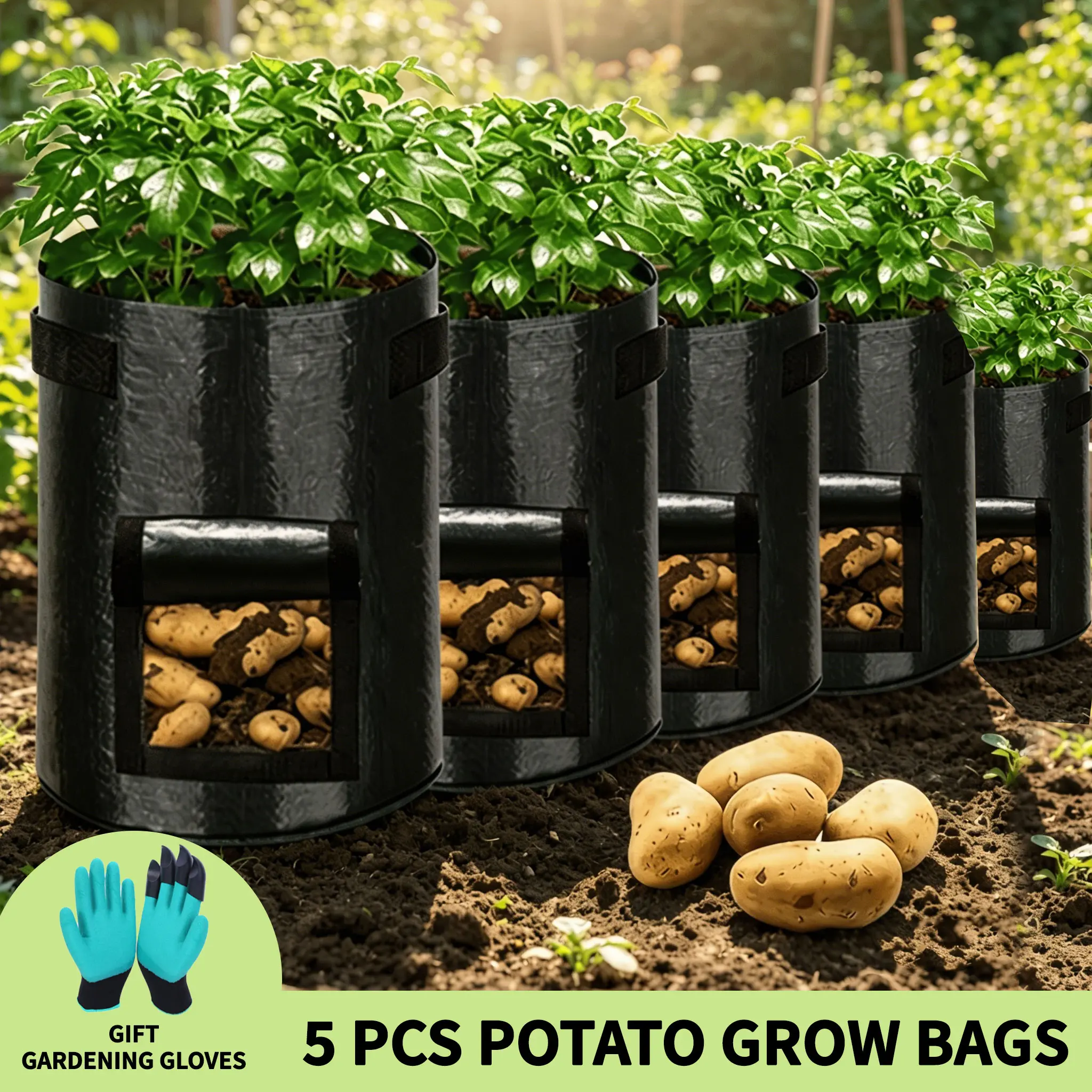 5pcs Home Plant Cultivation Bag Potato Vegetable Planting Bucket Storage Bag