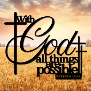 Iron Wall Art with Inspirational Quote and Cross Design, Religious Text Decor for Indoor Outdoor Use, Elegant Home Gift for Patio Balcony